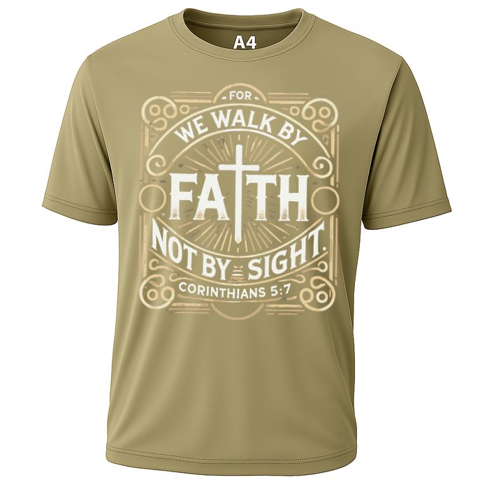 For We Walk Faith Not By Sight Christian Bible Verse Cooling Performance Crew T-Shirt