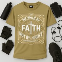 For We Walk Faith Not By Sight Christian Bible Verse Cooling Performance Crew T-Shirt