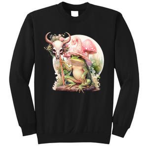 Frog With Witch Hat ShirtSkull Mushroom Everybody Croaks Sweatshirt