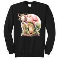 Frog With Witch Hat ShirtSkull Mushroom Everybody Croaks Sweatshirt