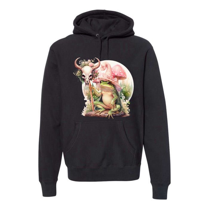 Frog With Witch Hat ShirtSkull Mushroom Everybody Croaks Premium Hoodie