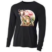 Frog With Witch Hat ShirtSkull Mushroom Everybody Croaks Cooling Performance Long Sleeve Crew