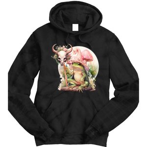 Frog With Witch Hat ShirtSkull Mushroom Everybody Croaks Tie Dye Hoodie