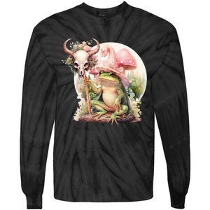 Frog With Witch Hat ShirtSkull Mushroom Everybody Croaks Tie-Dye Long Sleeve Shirt