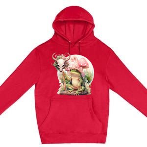 Frog With Witch Hat ShirtSkull Mushroom Everybody Croaks Premium Pullover Hoodie