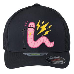 Funny Worm With A Mustache Tom Ariana Reality Flexfit Unipanel Trucker Cap