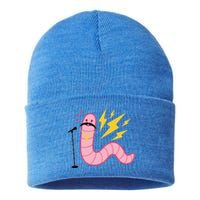 Funny Worm With A Mustache Tom Ariana Reality Sustainable Knit Beanie