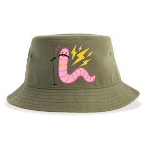 Funny Worm With A Mustache Tom Ariana Reality Sustainable Bucket Hat