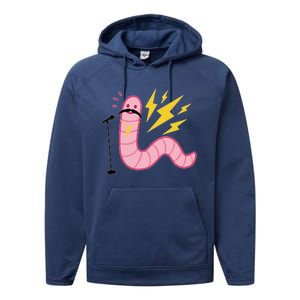 Funny Worm With A Mustache Tom Ariana Reality Performance Fleece Hoodie