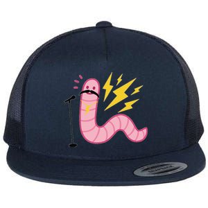 Funny Worm With A Mustache Tom Ariana Reality Flat Bill Trucker Hat