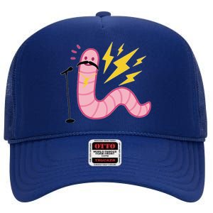 Funny Worm With A Mustache Tom Ariana Reality High Crown Mesh Back Trucker Hat