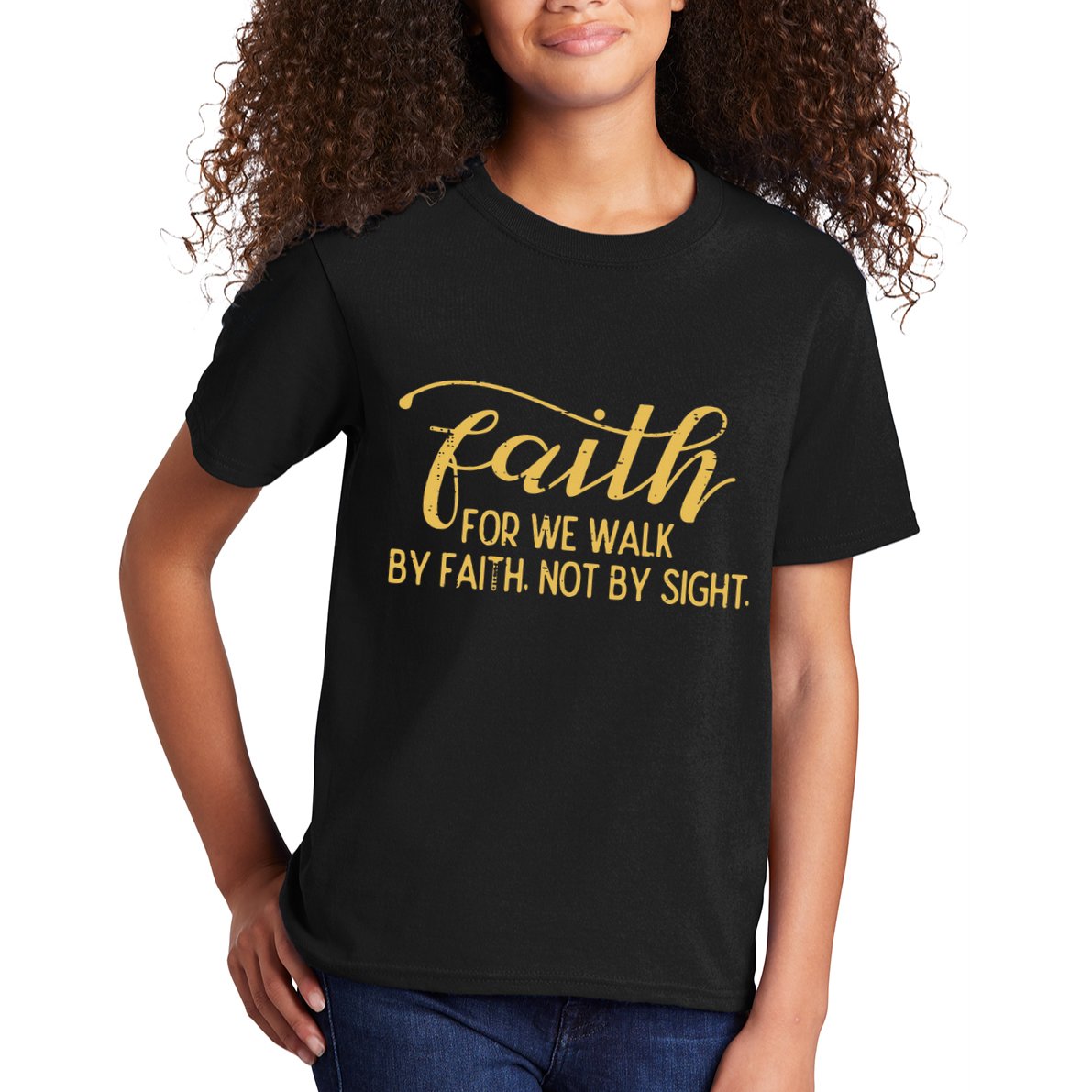 Faith We Walk By Faith Not By Sight Christian Kids T-Shirt