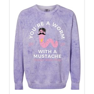 Funny Worm With A Mustache Colorblast Crewneck Sweatshirt