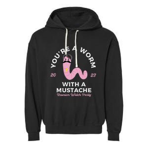 Funny Worm With A Mustache Garment-Dyed Fleece Hoodie