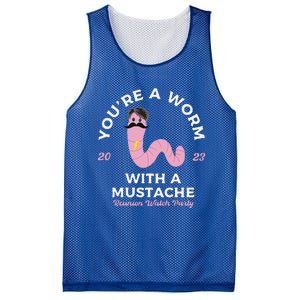 Funny Worm With A Mustache Mesh Reversible Basketball Jersey Tank