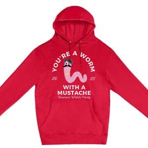 Funny Worm With A Mustache Premium Pullover Hoodie