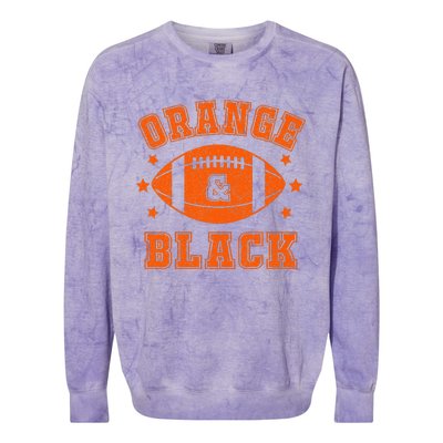 Football We Wear Orange And Black School Spirit Colorblast Crewneck Sweatshirt