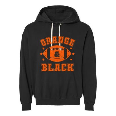 Football We Wear Orange And Black School Spirit Garment-Dyed Fleece Hoodie