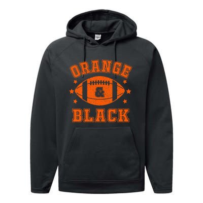 Football We Wear Orange And Black School Spirit Performance Fleece Hoodie