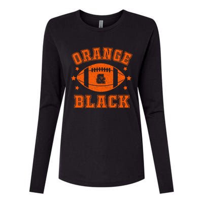 Football We Wear Orange And Black School Spirit Womens Cotton Relaxed Long Sleeve T-Shirt