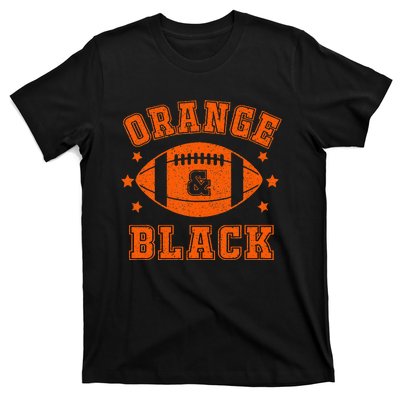 Football We Wear Orange And Black School Spirit T-Shirt