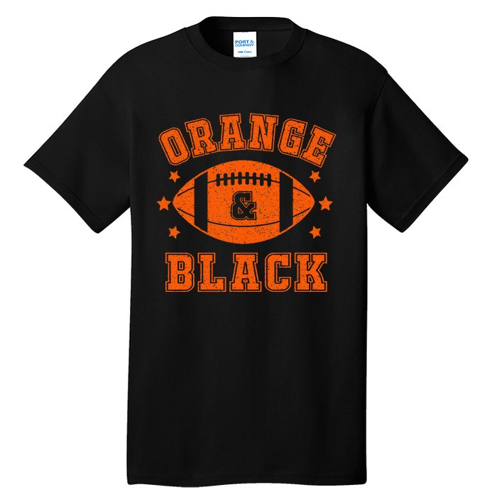 Football We Wear Orange And Black School Spirit Tall T-Shirt