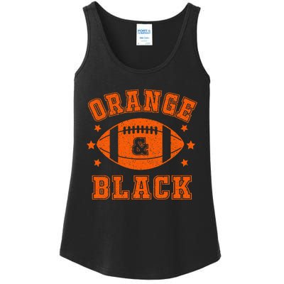 Football We Wear Orange And Black School Spirit Ladies Essential Tank