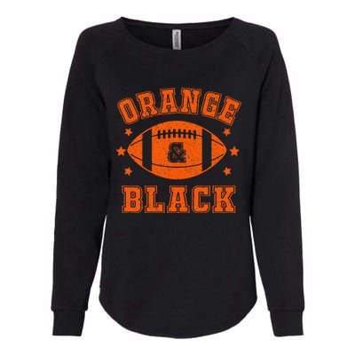 Football We Wear Orange And Black School Spirit Womens California Wash Sweatshirt