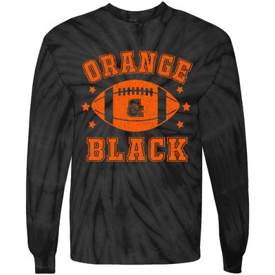 Football We Wear Orange And Black School Spirit Tie-Dye Long Sleeve Shirt