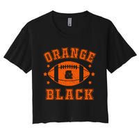 Football We Wear Orange And Black School Spirit Women's Crop Top Tee