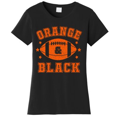 Football We Wear Orange And Black School Spirit Women's T-Shirt