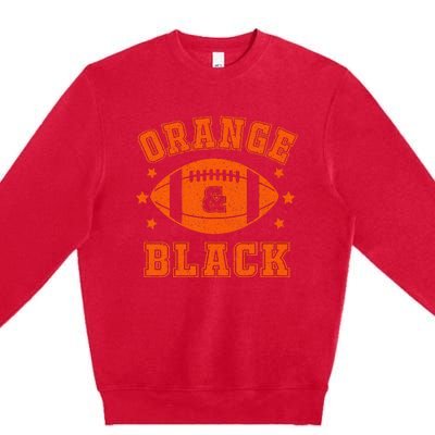 Football We Wear Orange And Black School Spirit Premium Crewneck Sweatshirt