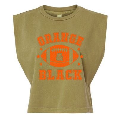 Football We Wear Orange And Black School Spirit Garment-Dyed Women's Muscle Tee