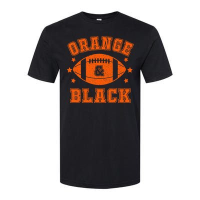 Football We Wear Orange And Black School Spirit Softstyle CVC T-Shirt