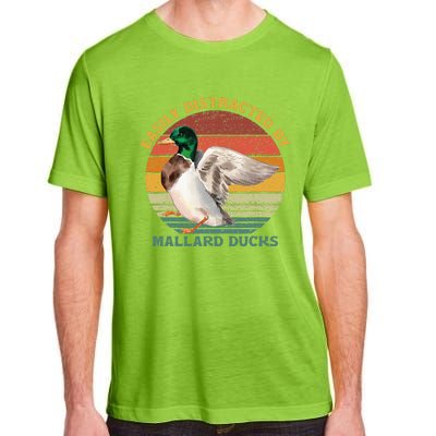 Funny Waterfowl Wild Birds Easily Distracted By Mallard Duck Adult ChromaSoft Performance T-Shirt