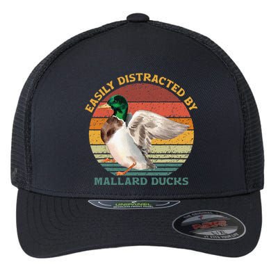 Funny Waterfowl Wild Birds Easily Distracted By Mallard Duck Flexfit Unipanel Trucker Cap