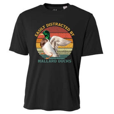 Funny Waterfowl Wild Birds Easily Distracted By Mallard Duck Cooling Performance Crew T-Shirt