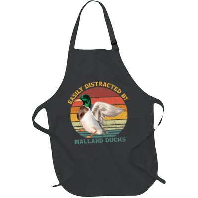 Funny Waterfowl Wild Birds Easily Distracted By Mallard Duck Full-Length Apron With Pockets