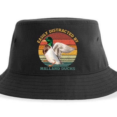 Funny Waterfowl Wild Birds Easily Distracted By Mallard Duck Sustainable Bucket Hat