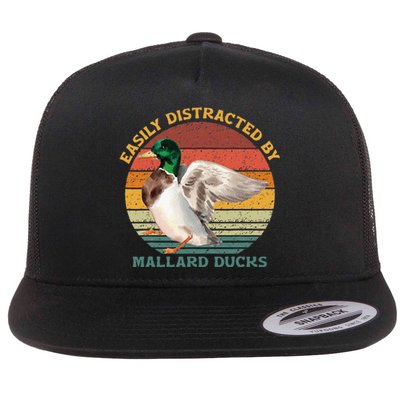 Funny Waterfowl Wild Birds Easily Distracted By Mallard Duck Flat Bill Trucker Hat