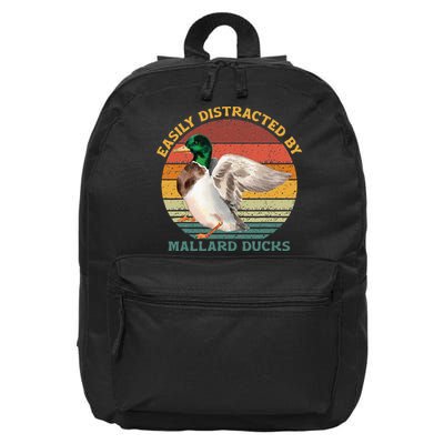 Funny Waterfowl Wild Birds Easily Distracted By Mallard Duck 16 in Basic Backpack