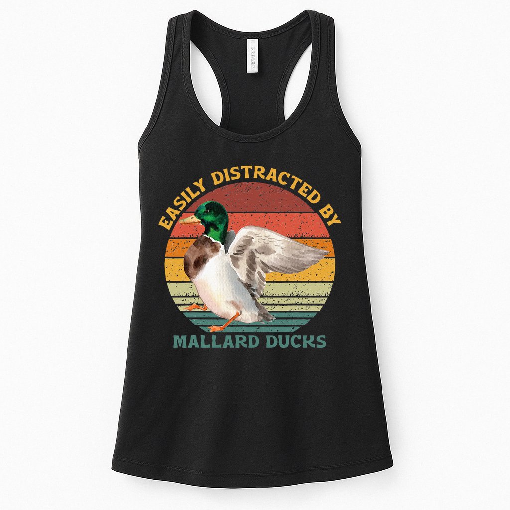 Funny Waterfowl Wild Birds Easily Distracted By Mallard Duck Womens Tank Top