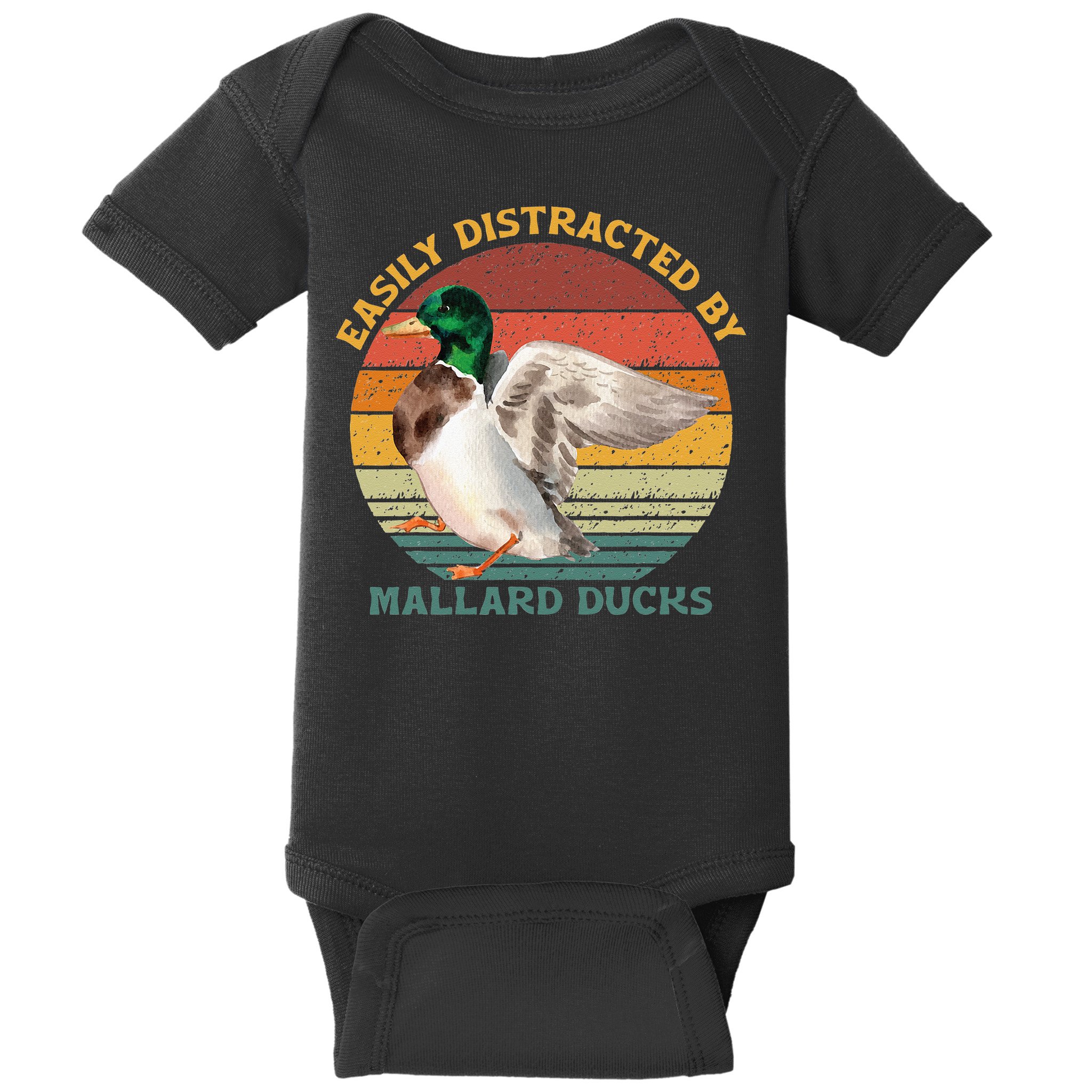 Funny Waterfowl Wild Birds Easily Distracted By Mallard Duck Baby Bodysuit