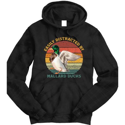 Funny Waterfowl Wild Birds Easily Distracted By Mallard Duck Tie Dye Hoodie