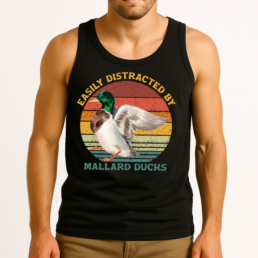 Funny Waterfowl Wild Birds Easily Distracted By Mallard Duck Tank Top