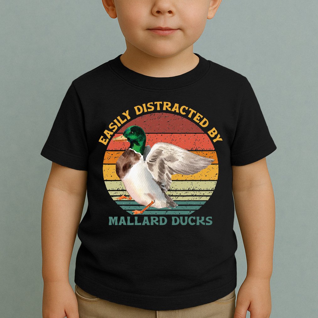 Funny Waterfowl Wild Birds Easily Distracted By Mallard Duck Toddler T-Shirt