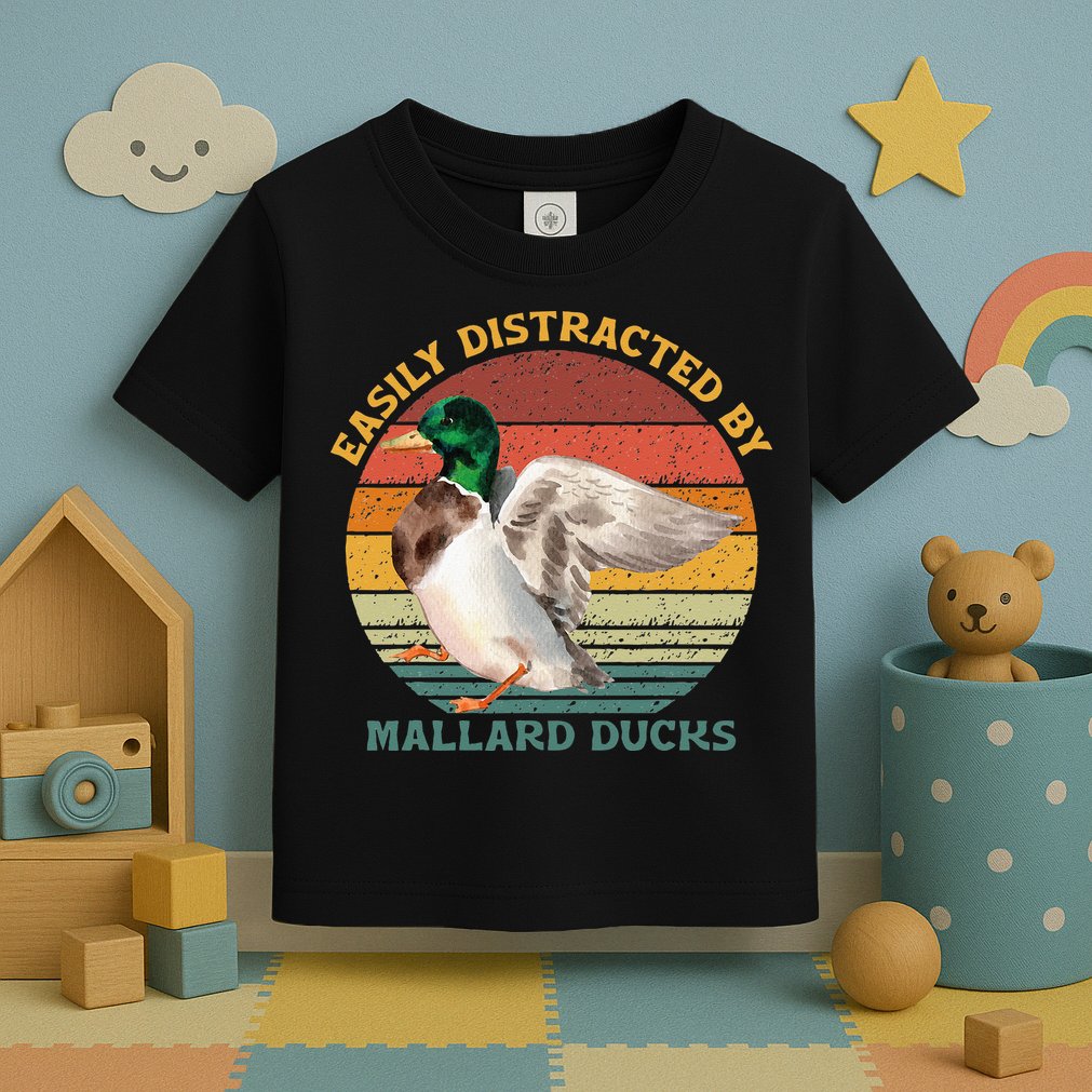 Funny Waterfowl Wild Birds Easily Distracted By Mallard Duck Toddler T-Shirt