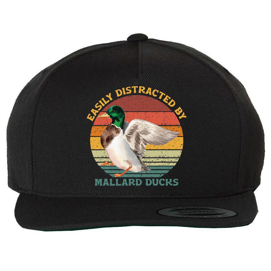 Funny Waterfowl Wild Birds Easily Distracted By Mallard Duck Wool Snapback Cap