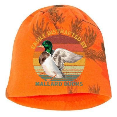 Funny Waterfowl Wild Birds Easily Distracted By Mallard Duck Kati - Camo Knit Beanie