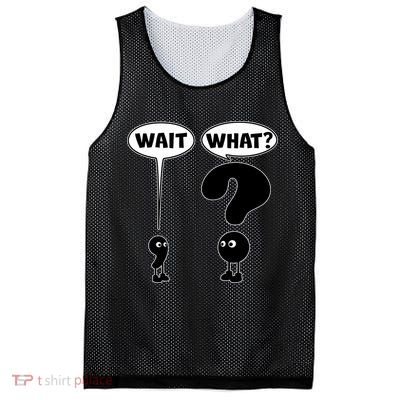 Funny Wait What Comma Question Mark Comic Mesh Reversible Basketball Jersey Tank